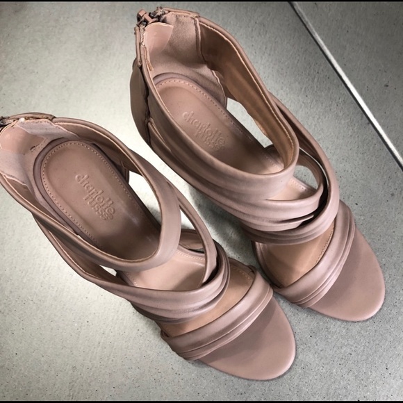 CHARLOTTE RUSSE Carissa Heels Wrap front NUDE 9 - Picture 4 of 13